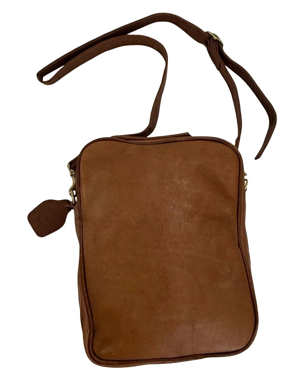 Vintage Geonardi Genuine Leather Crossbody Messenger Bag Brown Made in Colombia